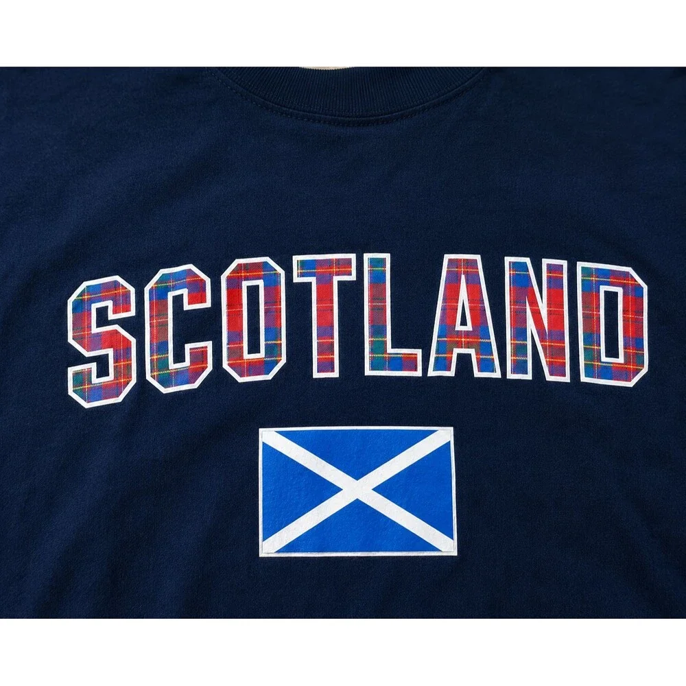 Scotland Navy Blue Scottish Flag Saltire Graphic Souvenir T Shirt Mens Large